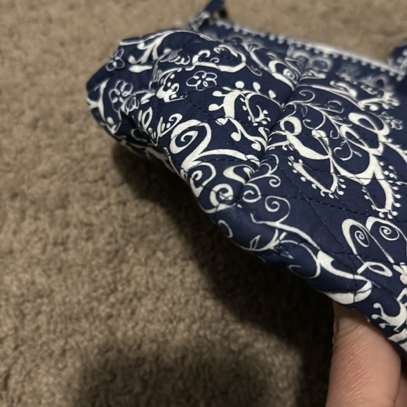 Cotton Cloth Tote-Blue/White-EUC-ZipTop - Picture 13 of 16